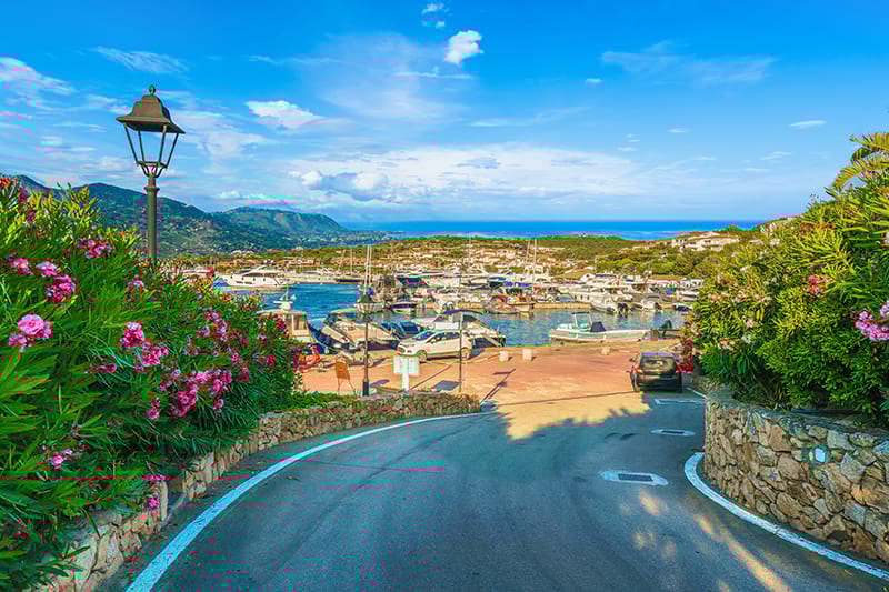 Strada per il porto di Porto Rotondo